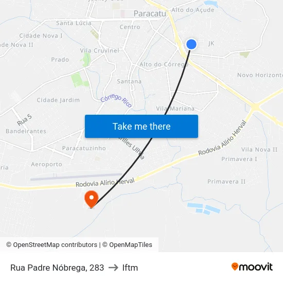 Rua Padre Nóbrega, 283 to Iftm map