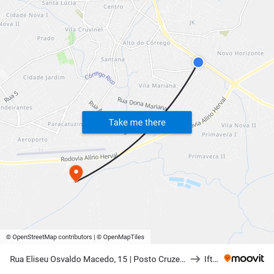 Rua Eliseu Osvaldo Macedo, 15 | Posto Cruzeiro to Iftm map