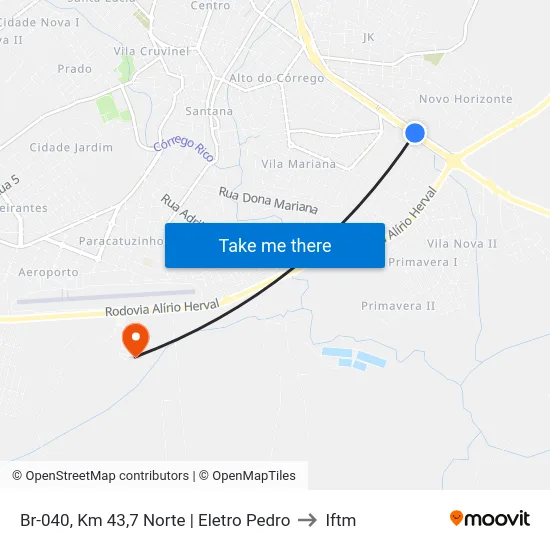 Br-040, Km 43,7 Norte | Eletro Pedro to Iftm map