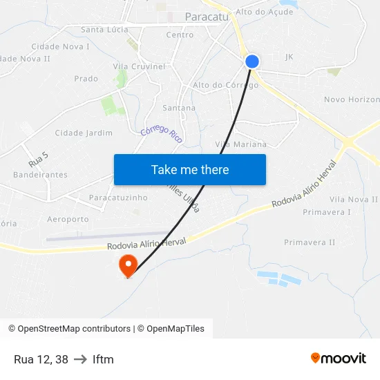 Rua 12, 38 to Iftm map