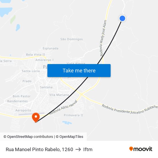 Rua Manoel Pinto Rabelo, 1260 to Iftm map