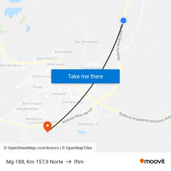 Mg-188, Km 157,9 Norte to Iftm map