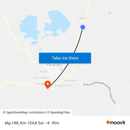 Mg-188, Km 154,8 Sul to Iftm map