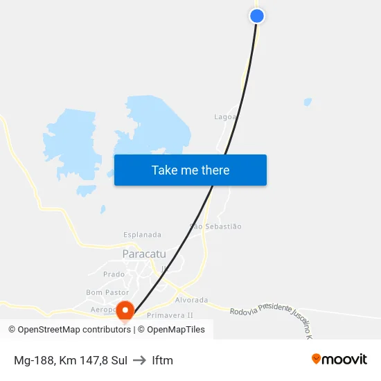 Mg-188, Km 147,8 Sul to Iftm map
