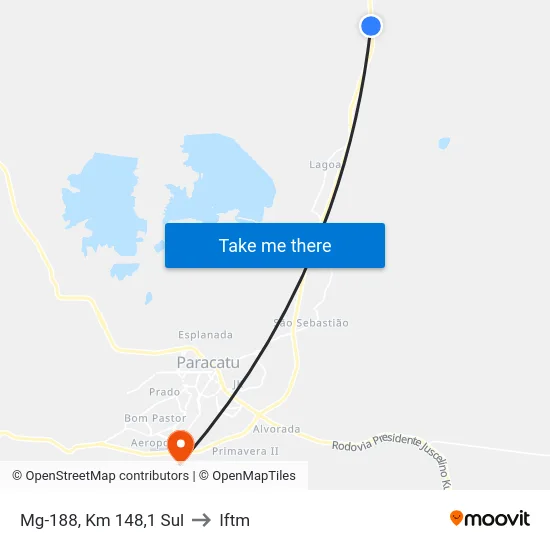 Mg-188, Km 148,1 Sul to Iftm map