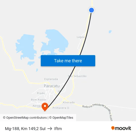 Mg-188, Km 149,2 Sul to Iftm map