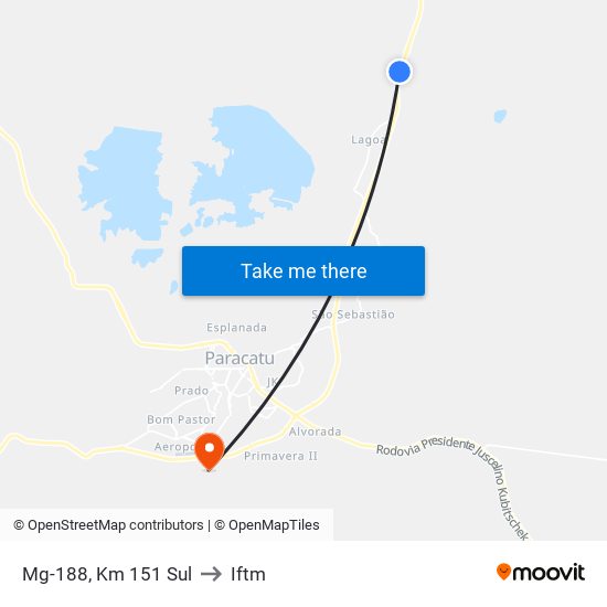 Mg-188, Km 151 Sul to Iftm map