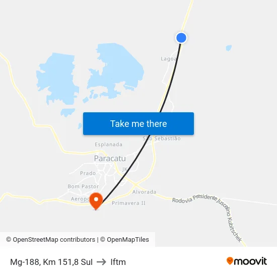 Mg-188, Km 151,8 Sul to Iftm map