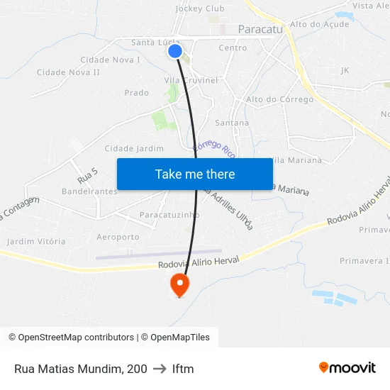 Rua Matias Mundim, 200 to Iftm map