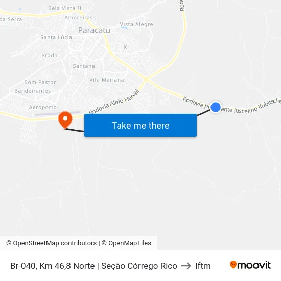 Br-040, Km 46,8 Norte | Seção Córrego Rico to Iftm map