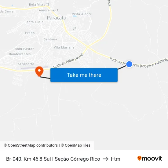 Br-040, Km 46,8 Sul | Seção Córrego Rico to Iftm map