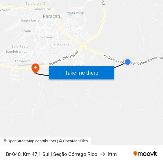 Br-040, Km 47,1 Sul | Seção Córrego Rico to Iftm map