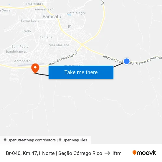 Br-040, Km 47,1 Norte | Seção Córrego Rico to Iftm map