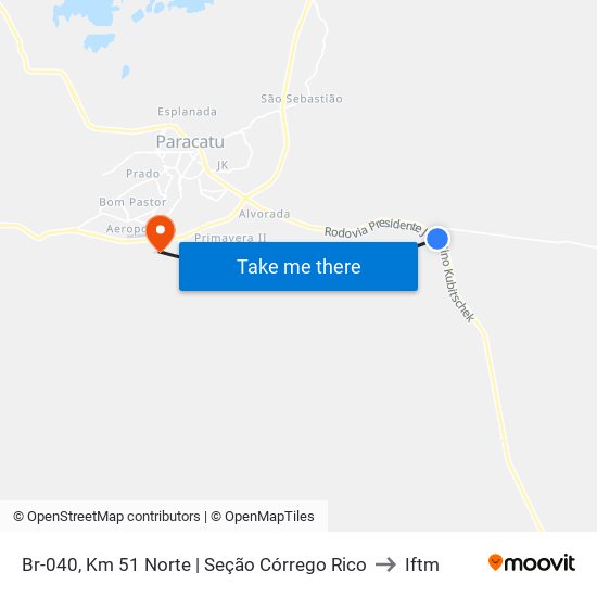 Br-040, Km 51 Norte | Seção Córrego Rico to Iftm map