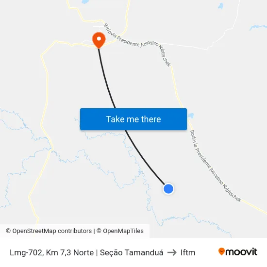 Lmg-702, Km 7,3 Norte | Seção Tamanduá to Iftm map