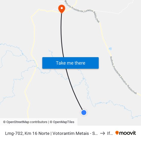 Lmg-702, Km 16 Norte | Votorantim Metais - Seção Morro Agudo to Iftm map