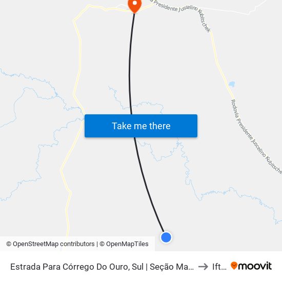 Estrada Para Córrego Do Ouro, Sul | Seção Maria Rosa to Iftm map