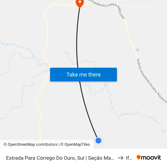 Estrada Para Córrego Do Ouro, Sul | Seção Maria Rosa to Iftm map