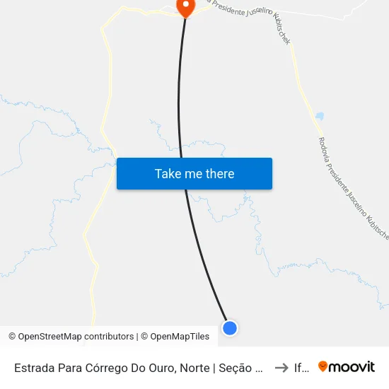 Estrada Para Córrego Do Ouro, Norte | Seção Maria Rosa to Iftm map