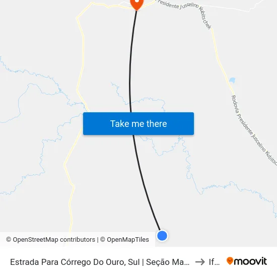 Estrada Para Córrego Do Ouro, Sul | Seção Maria Rosa to Iftm map