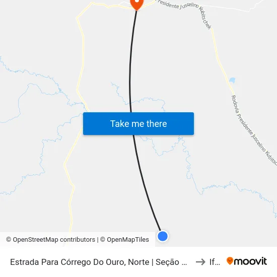 Estrada Para Córrego Do Ouro, Norte | Seção Maria Rosa to Iftm map