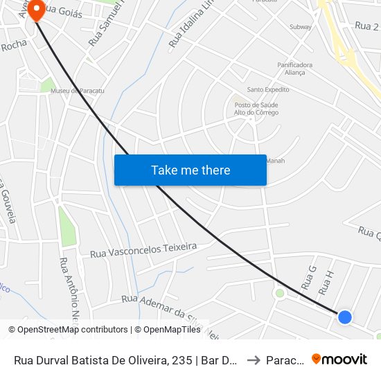 Rua Durval Batista De Oliveira, 235 | Bar Do Gaúcho to Paracatu map
