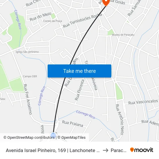 Avenida Israel Pinheiro, 169 | Lanchonete Avenida to Paracatu map