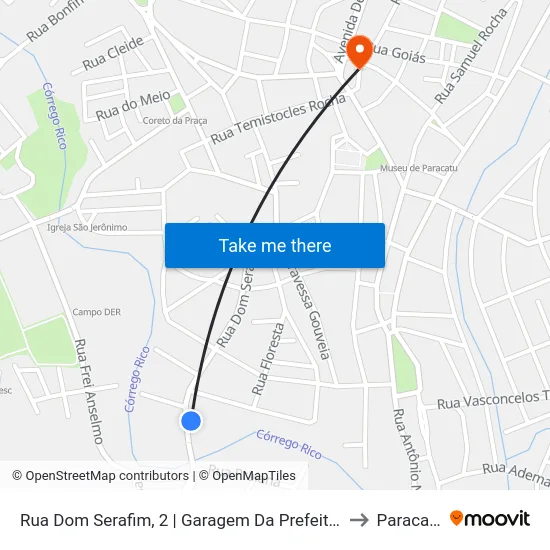 Rua Dom Serafim, 2 | Garagem Da Prefeitura to Paracatu map