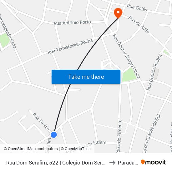 Rua Dom Serafim, 522 | Colégio Dom Serafim to Paracatu map