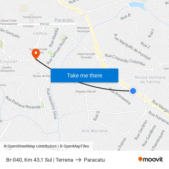 Br-040, Km 43,1 Sul | Terrena to Paracatu map