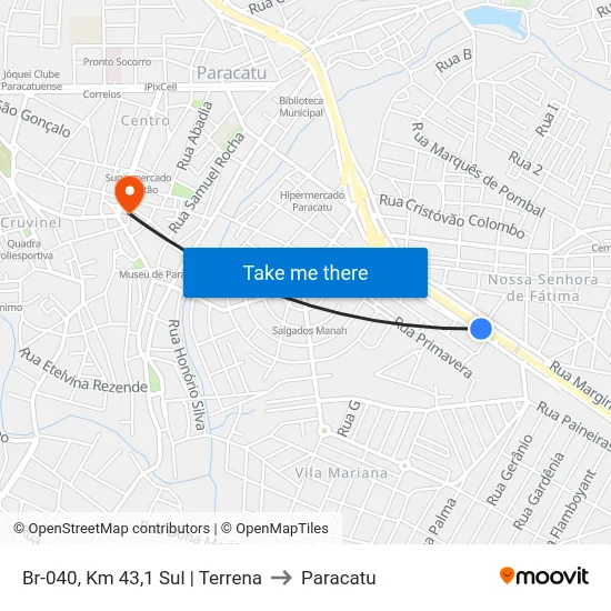 Br-040, Km 43,1 Sul | Terrena to Paracatu map