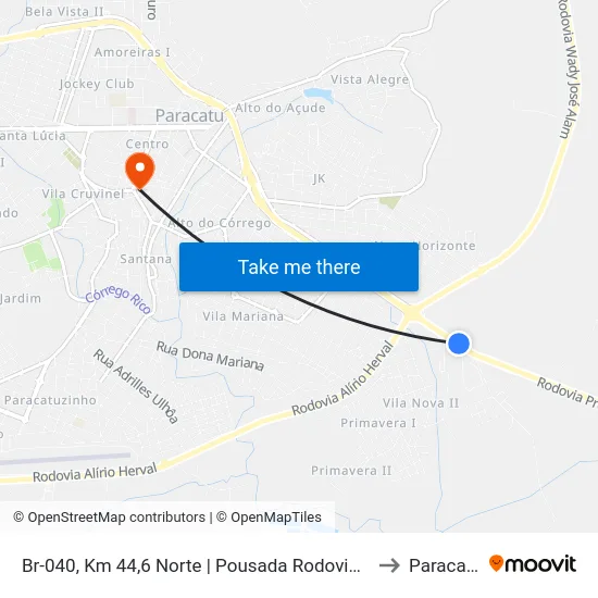 Br-040, Km 44,6 Norte | Pousada Rodoviária to Paracatu map