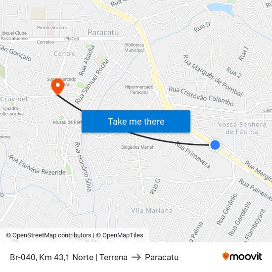 Br-040, Km 43,1 Norte | Terrena to Paracatu map