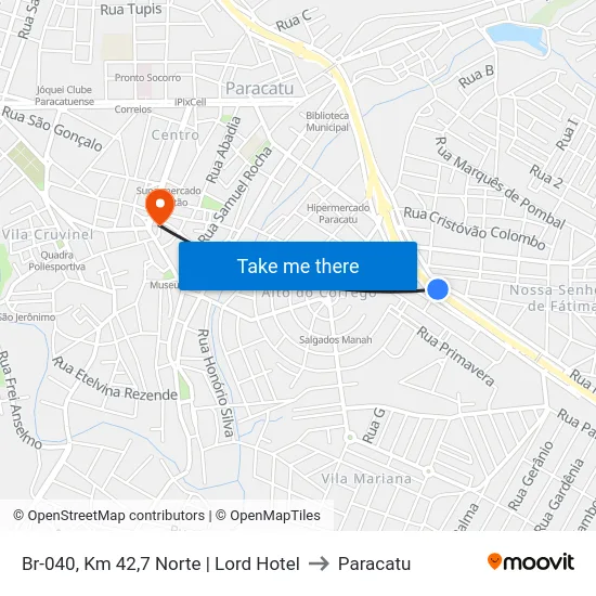 Br-040, Km 42,7 Norte | Lord Hotel to Paracatu map