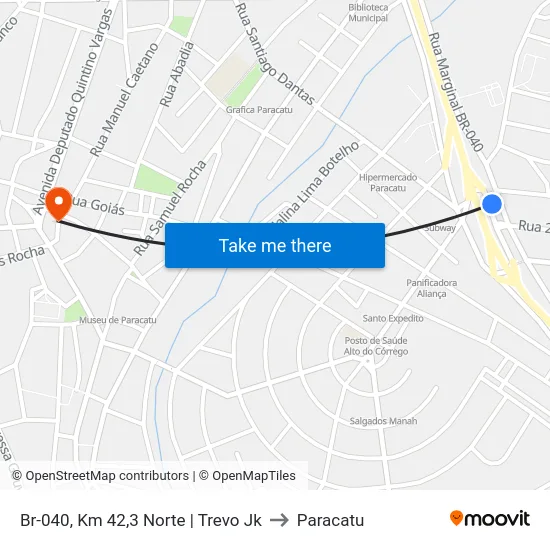 Br-040, Km 42,3 Norte | Trevo Jk to Paracatu map