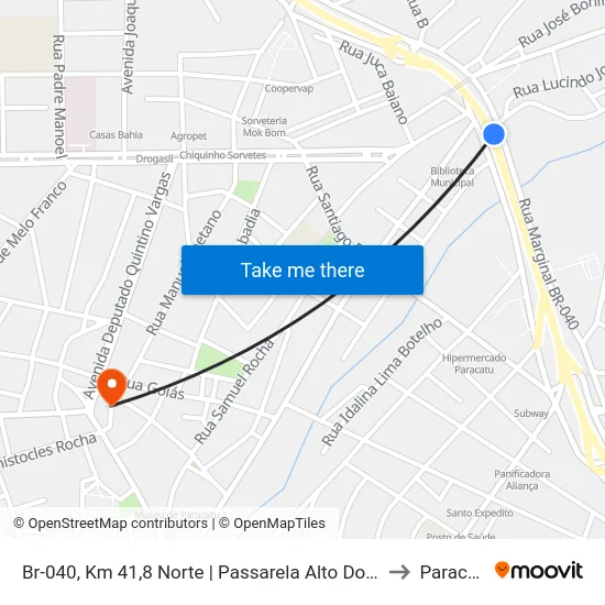Br-040, Km 41,8 Norte | Passarela Alto Do Açude to Paracatu map