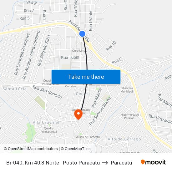 Br-040, Km 40,8 Norte | Posto Paracatu to Paracatu map