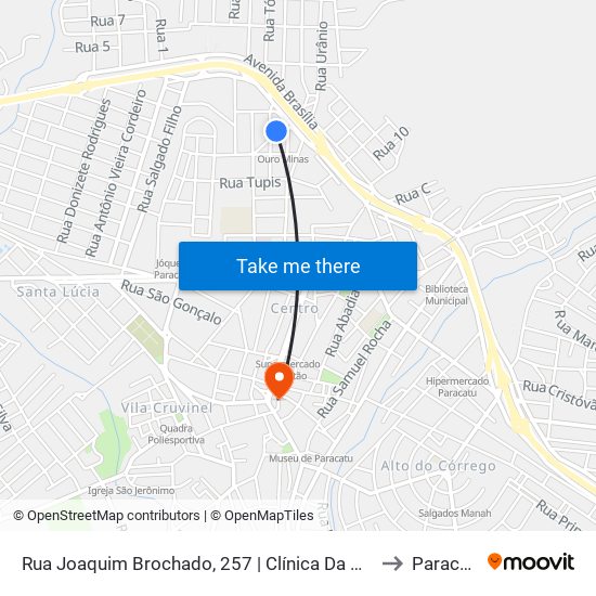 Rua Joaquim Brochado, 257 | Clínica Da Mulher to Paracatu map
