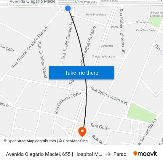 Avenida Olegário Maciel, 655 | Hospital Municipal to Paracatu map