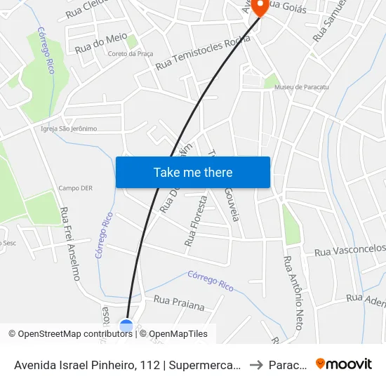 Avenida Israel Pinheiro, 112 | Supermercado Poup to Paracatu map