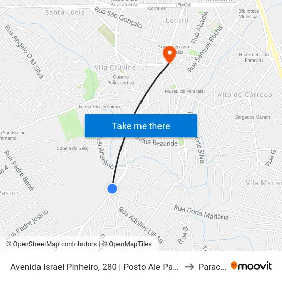 Avenida Israel Pinheiro, 280 | Posto Ale Paracatuzinho to Paracatu map