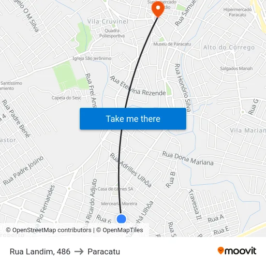 Rua Landim, 486 to Paracatu map