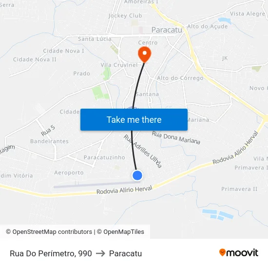 Rua Do Perímetro, 990 to Paracatu map