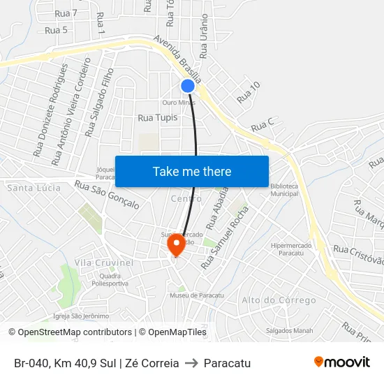 Br-040, Km 40,9 Sul | Zé Correia to Paracatu map