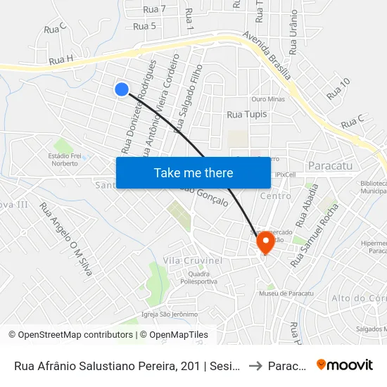 Rua Afrânio Salustiano Pereira, 201 | Sesi/Senai to Paracatu map