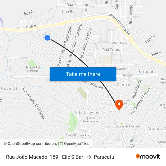 Rua João Macedo, 159 | Elio’S Bar to Paracatu map