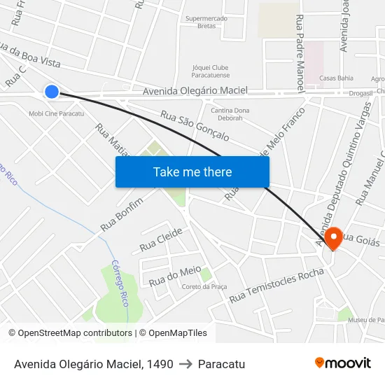 Avenida Olegário Maciel, 1490 to Paracatu map