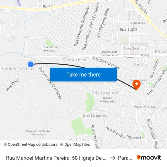 Rua Manoel Martins Pereira, 50 | Igreja De São Leonardo to Paracatu map