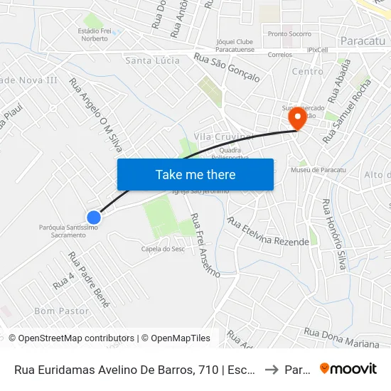 Rua Euridamas Avelino De Barros, 710 | Escola Estadual Affonso Roquette to Paracatu map