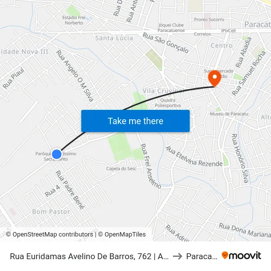 Rua Euridamas Avelino De Barros, 762 | Apac to Paracatu map